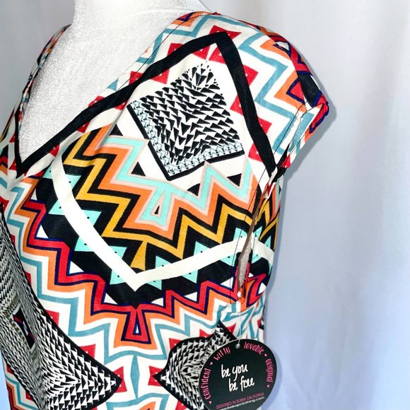 New BeBop Geometric Print Sleeveless Shift Mini Dress Multicolor Size Small - Picture 5 of 16